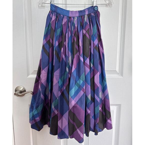 Vtg 50's circle plaid skirt Modern Jr by Gale & Gale TABIT metal zipper XXS - Picture 7 of 14